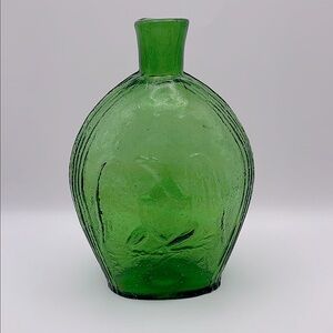 Clevenger Bros., Clayton, NJ, Green Glass Bottle with Eagle and Grapes, 7.75”
